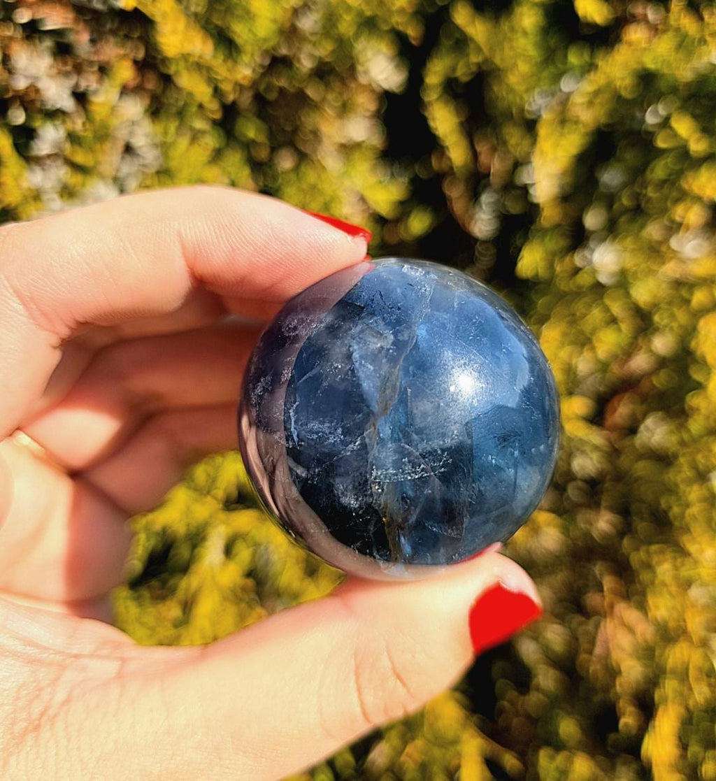 Blue Fluorite Sphere | Polished Crystal Ball | Collector Display Piece | Crystal Decor for Mineral Lovers
