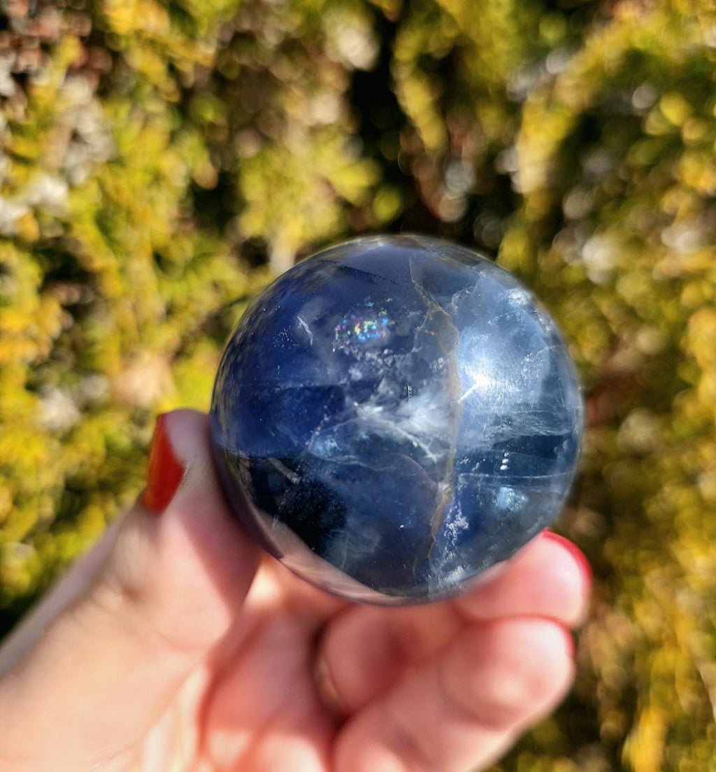 Blue Fluorite Sphere | Polished Crystal Ball | Collector Display Piece | Crystal Decor for Mineral Lovers
