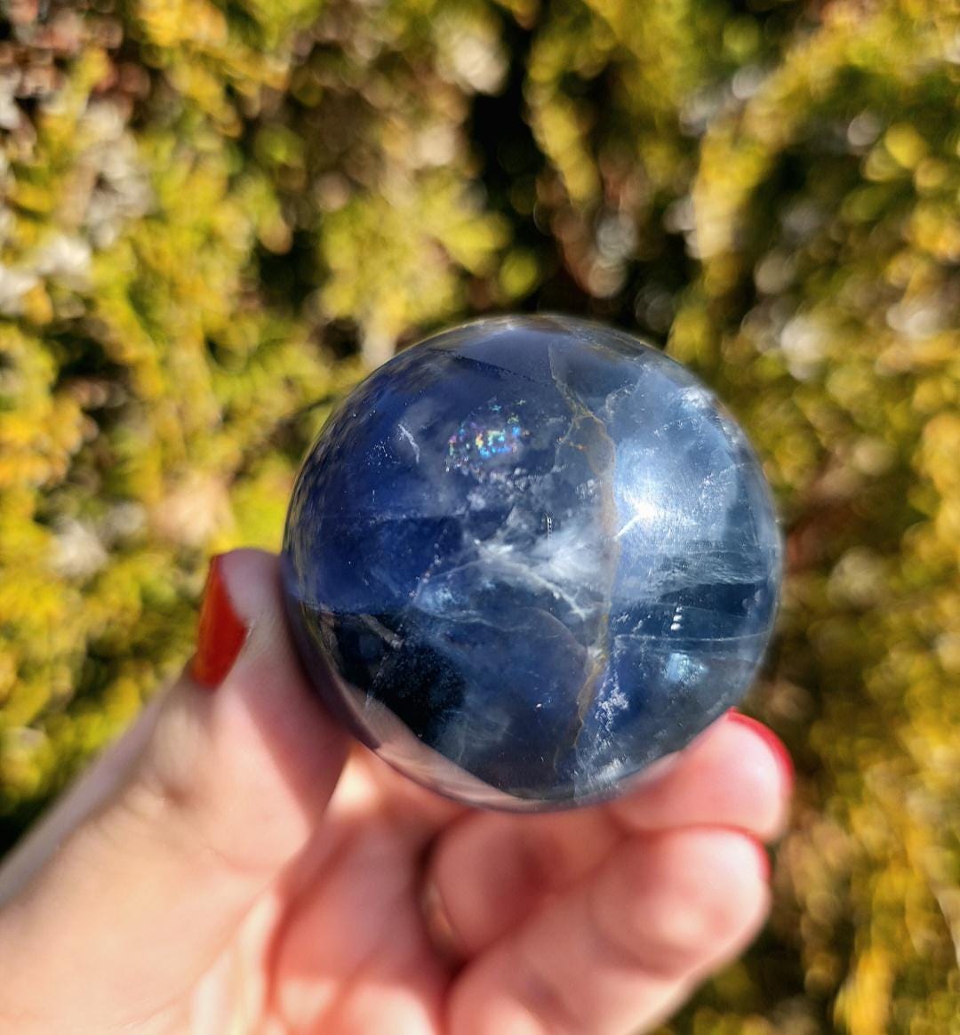 Blue Fluorite Sphere | Polished Crystal Ball | Collector Display Piece | Crystal Decor for Mineral Lovers
