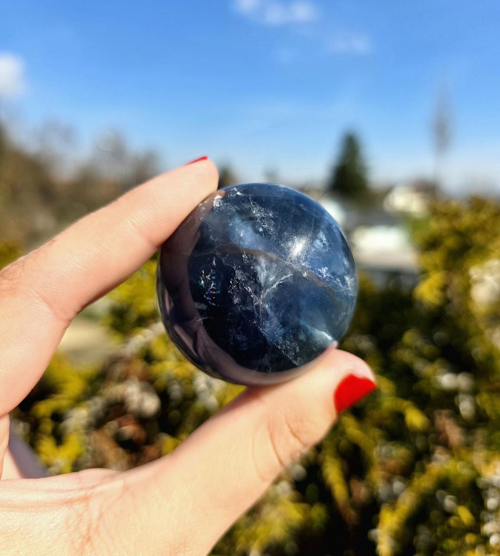 Blue Fluorite Sphere | Polished Crystal Ball | Collector Display Piece | Crystal Decor for Mineral Lovers