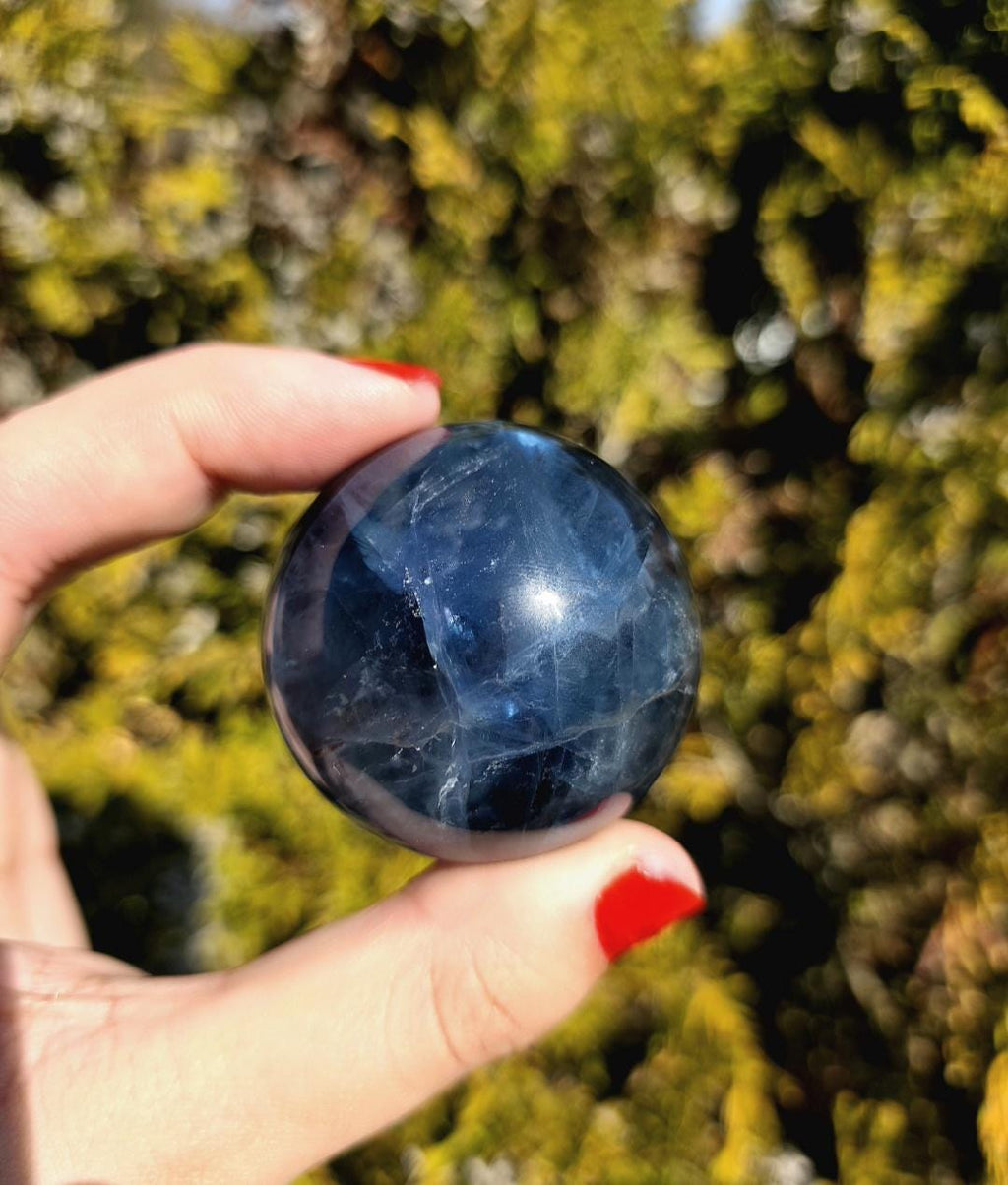Blue Fluorite Sphere | Polished Crystal Ball | Collector Display Piece | Crystal Decor for Mineral Lovers