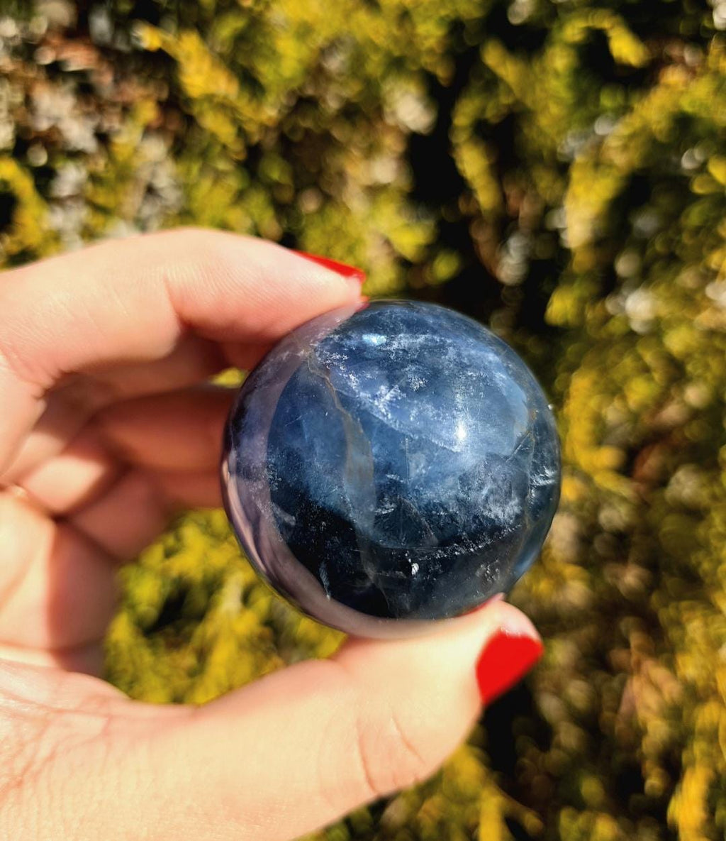 Blue Fluorite Sphere | Polished Crystal Ball | Collector Display Piece | Crystal Decor for Mineral Lovers