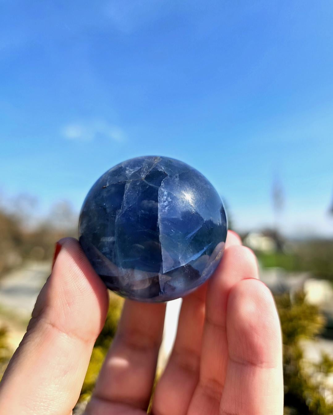 Blue Fluorite Sphere | Polished Crystal Ball | Collector Display Piece | Crystal Decor for Mineral Lovers
