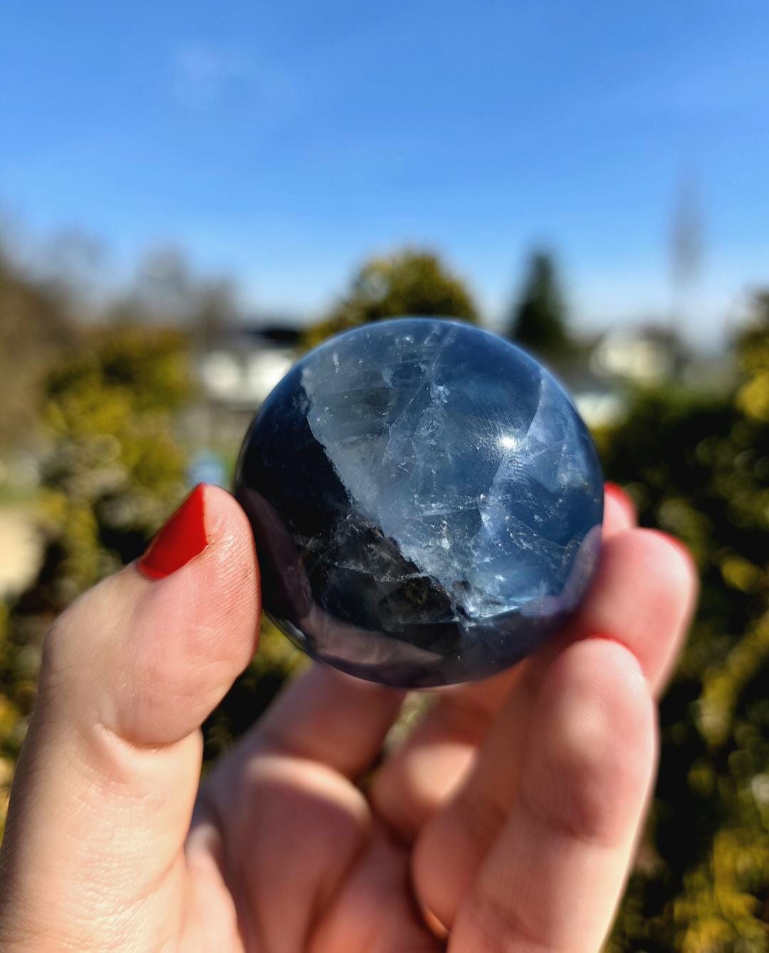 Blue Fluorite Sphere | Polished Crystal Ball | Collector Display Piece | Crystal Decor for Mineral Lovers