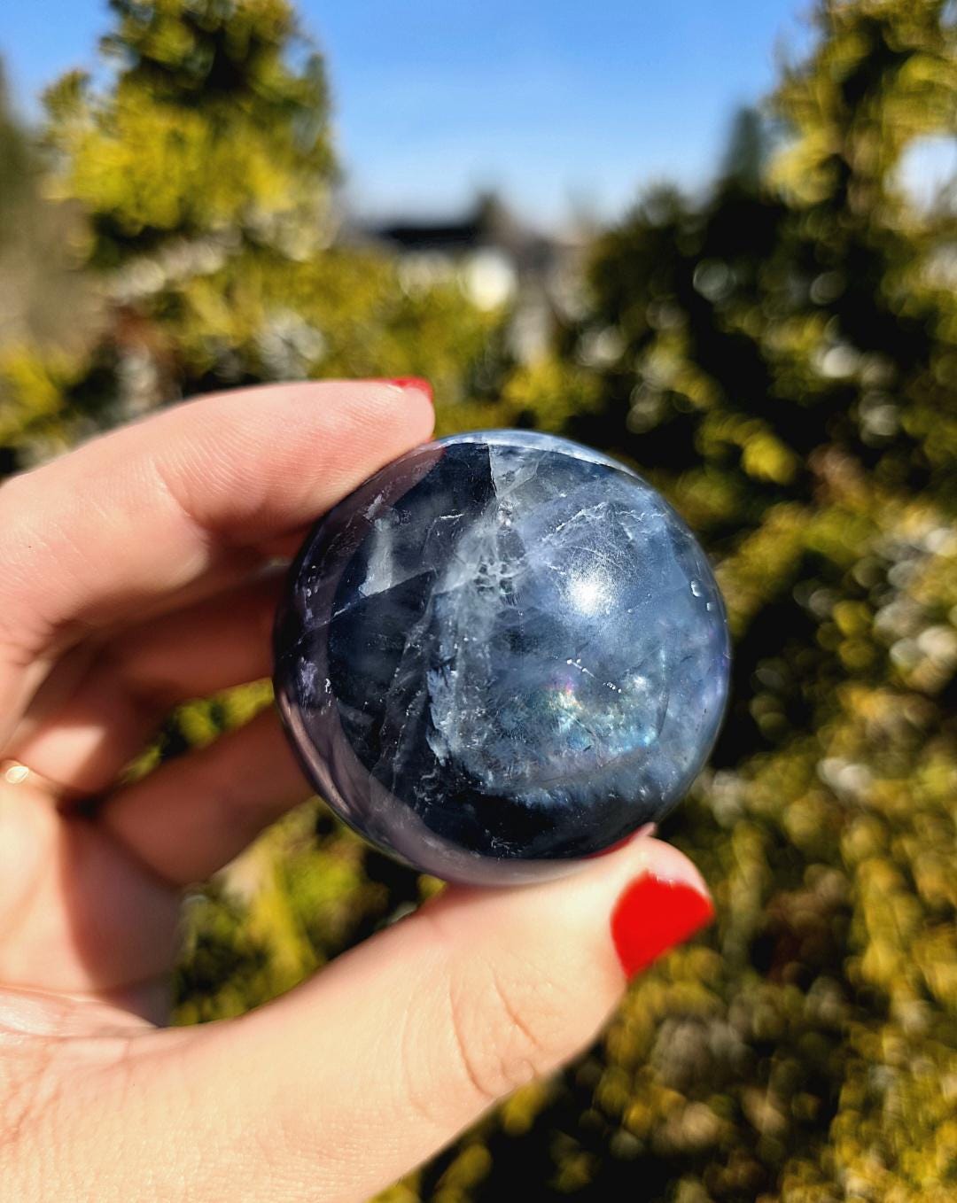 Blue Fluorite Sphere | Polished Crystal Ball | Collector Display Piece | Crystal Decor for Mineral Lovers