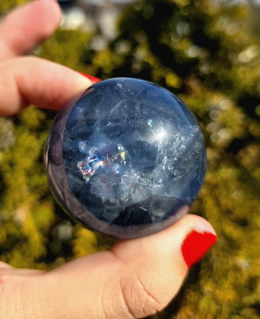 Blue Fluorite Sphere | Polished Crystal Ball | Collector Display Piece | Crystal Decor for Mineral Lovers