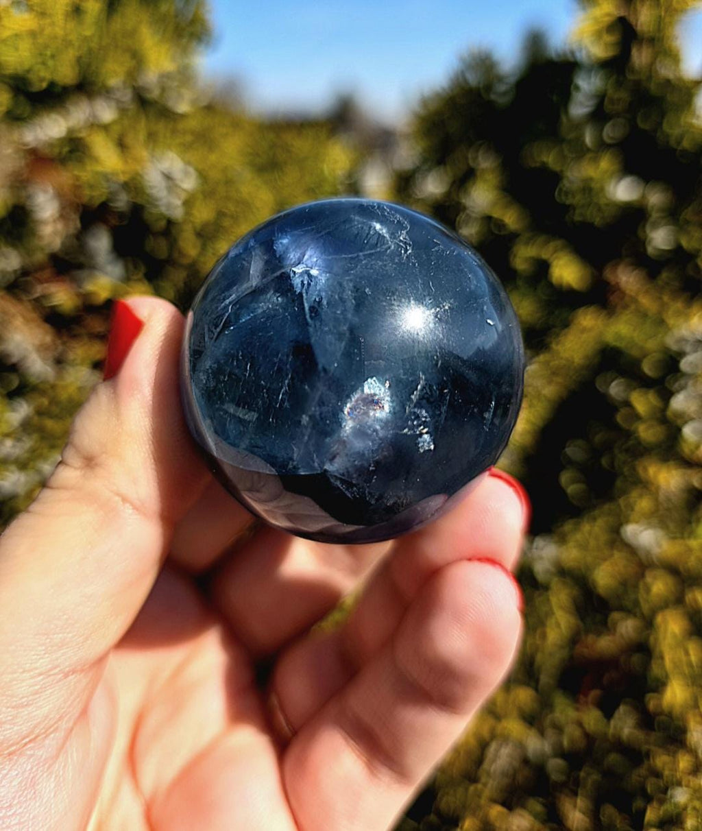 Blue Fluorite Sphere | Polished Crystal Ball | Collector Display Piece | Crystal Decor for Mineral Lovers