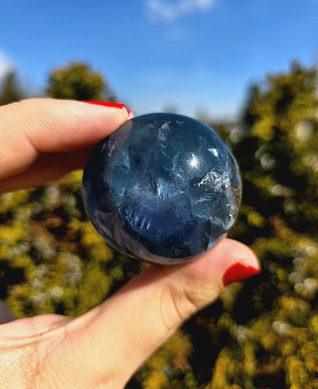 Blue Fluorite Sphere | Polished Crystal Ball | Collector Display Piece | Crystal Decor for Mineral Lovers