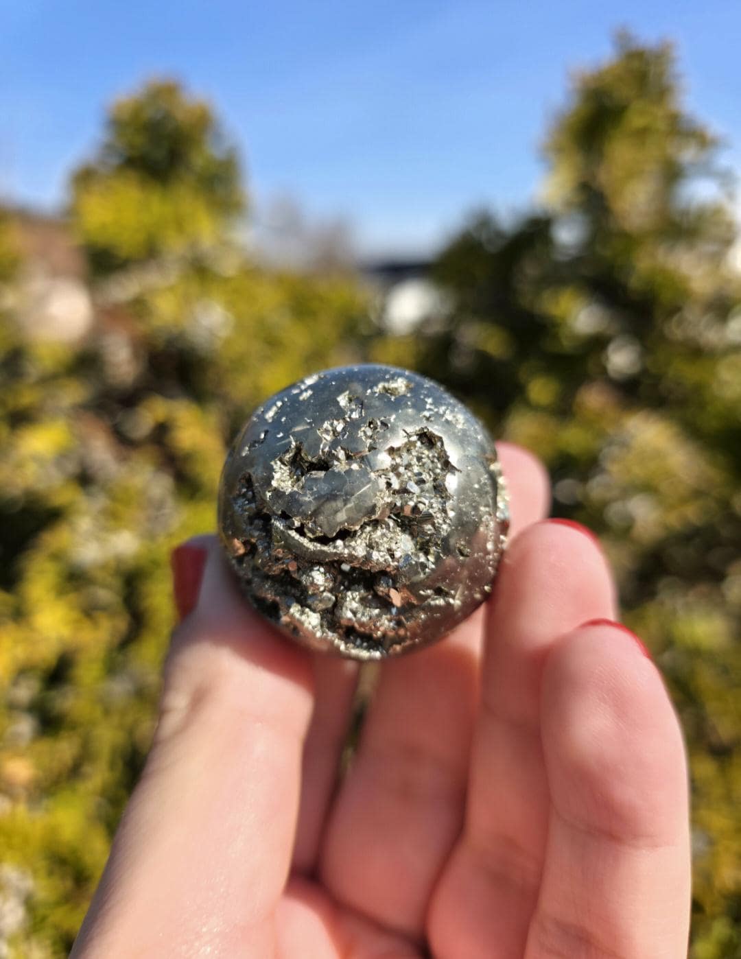 Druzy Pyrite Sphere | Sparkling Fool’s Gold Crystal Ball | Natural Metallic Mineral Specimen Decor