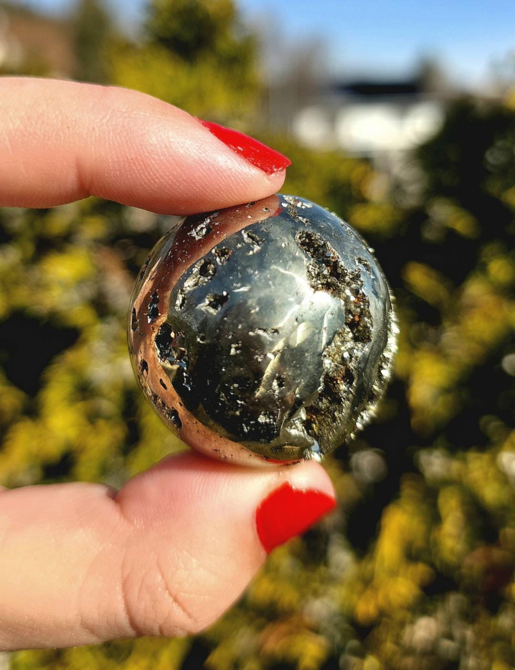 Druzy Pyrite Sphere | Sparkling Fool’s Gold Crystal Ball | Natural Metallic Mineral Specimen Decor