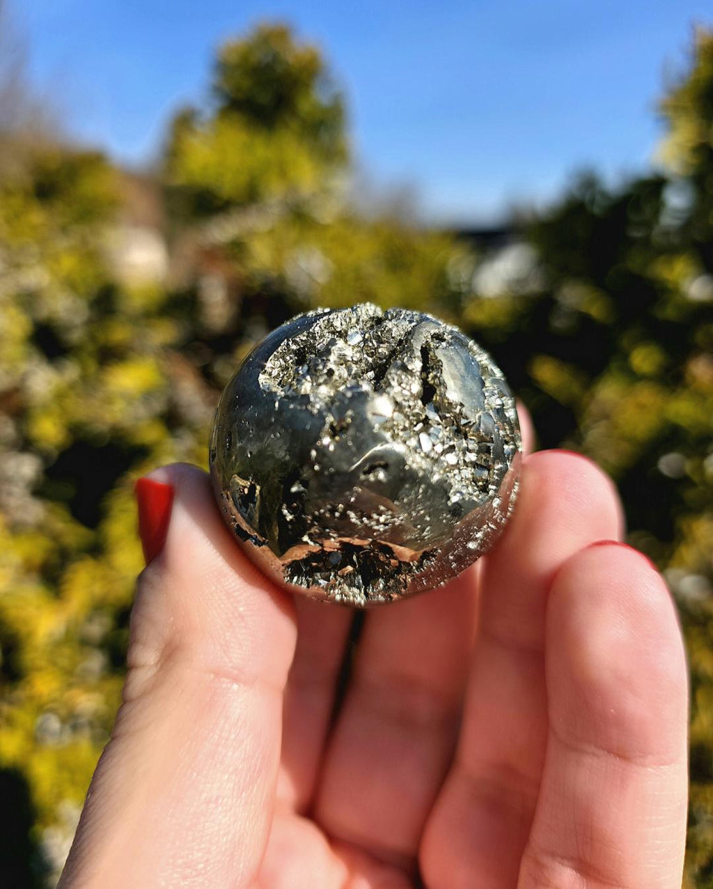 Druzy Pyrite Sphere | Sparkling Fool’s Gold Crystal Ball | Natural Metallic Mineral Specimen Decor