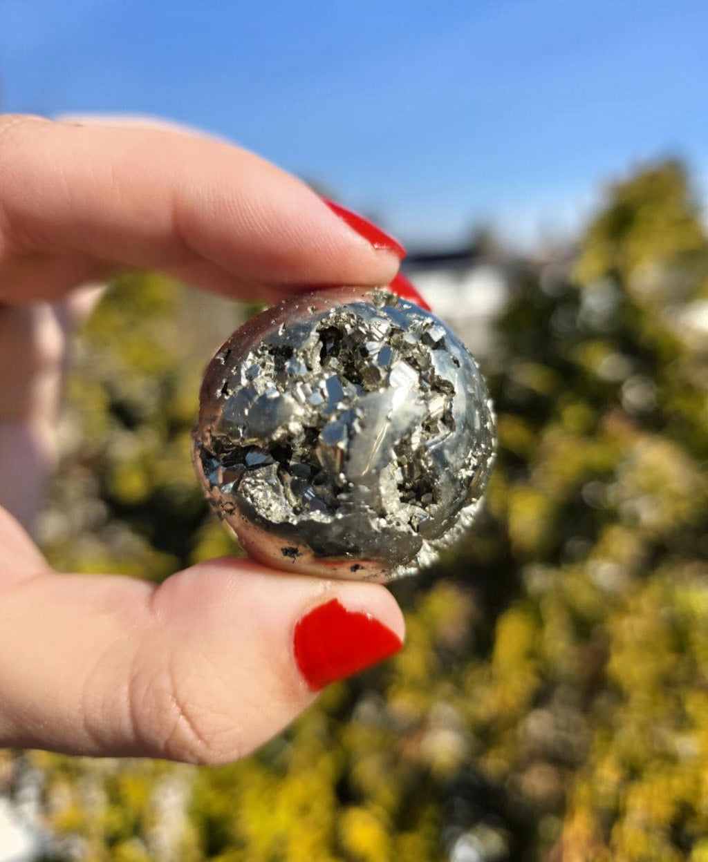 Druzy Pyrite Sphere | Sparkling Fool’s Gold Crystal Ball | Natural Metallic Mineral Specimen Decor