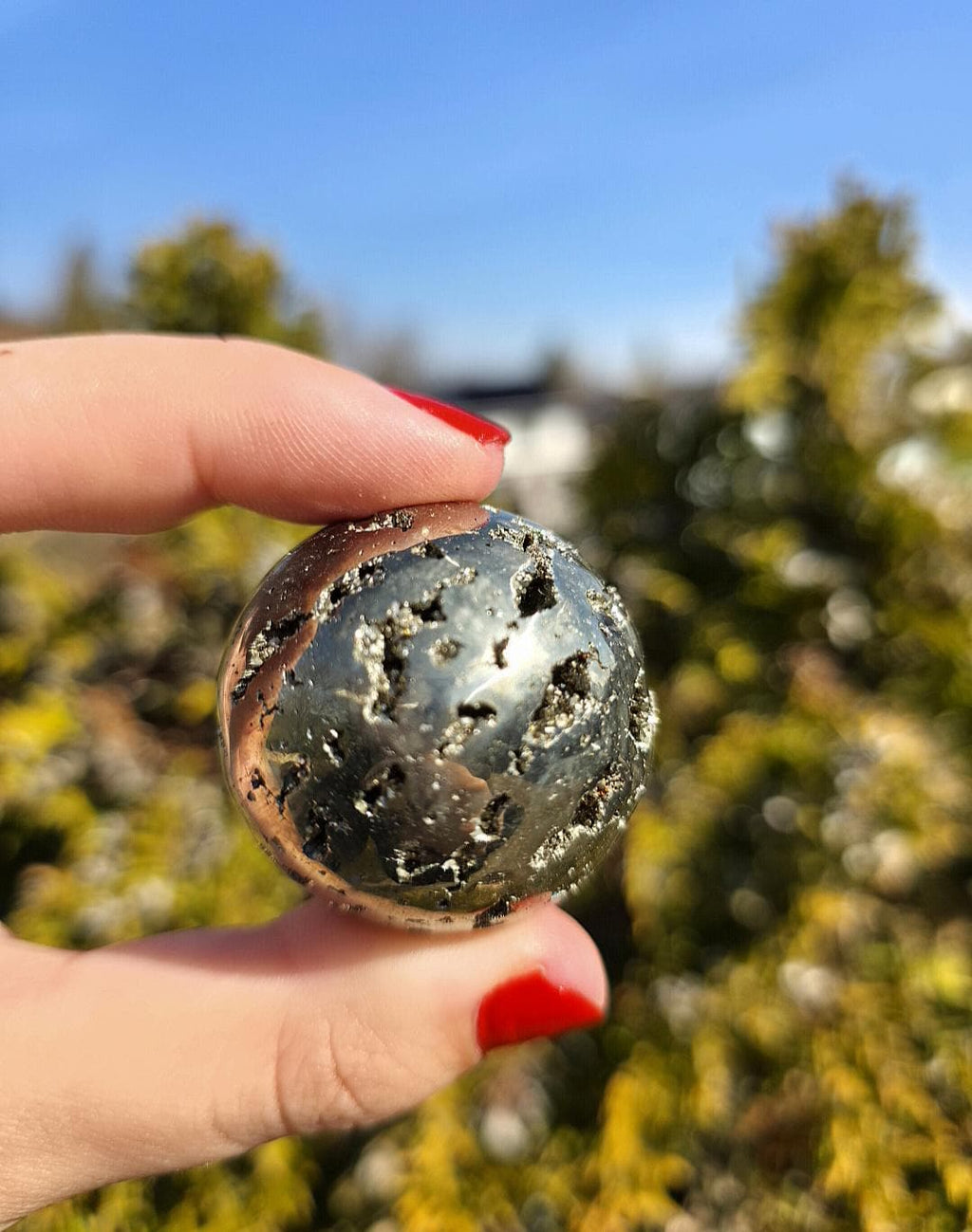 Druzy Pyrite Sphere | Sparkling Fool’s Gold Crystal Ball | Natural Metallic Mineral Specimen Decor