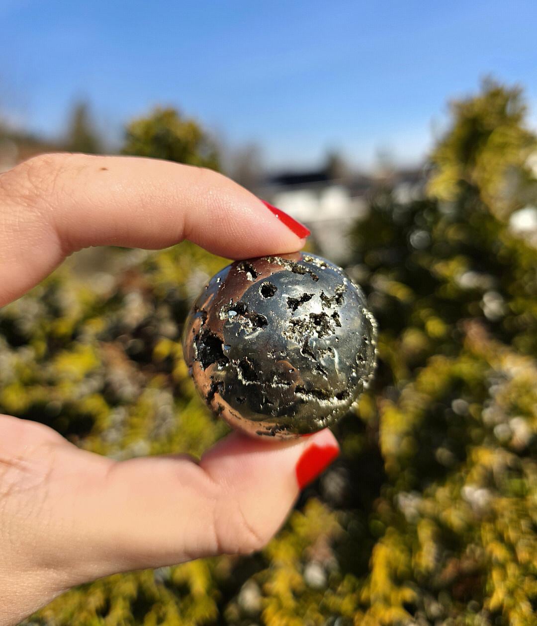 Druzy Pyrite Sphere | Sparkling Fool’s Gold Crystal Ball | Natural Metallic Mineral Specimen Decor