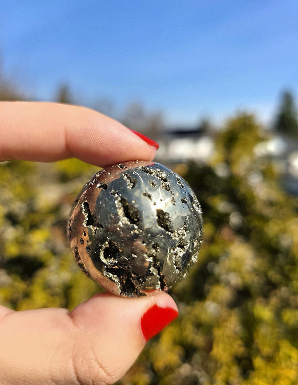 Druzy Pyrite Sphere | Sparkling Fool’s Gold Crystal Ball | Natural Metallic Mineral Specimen Decor