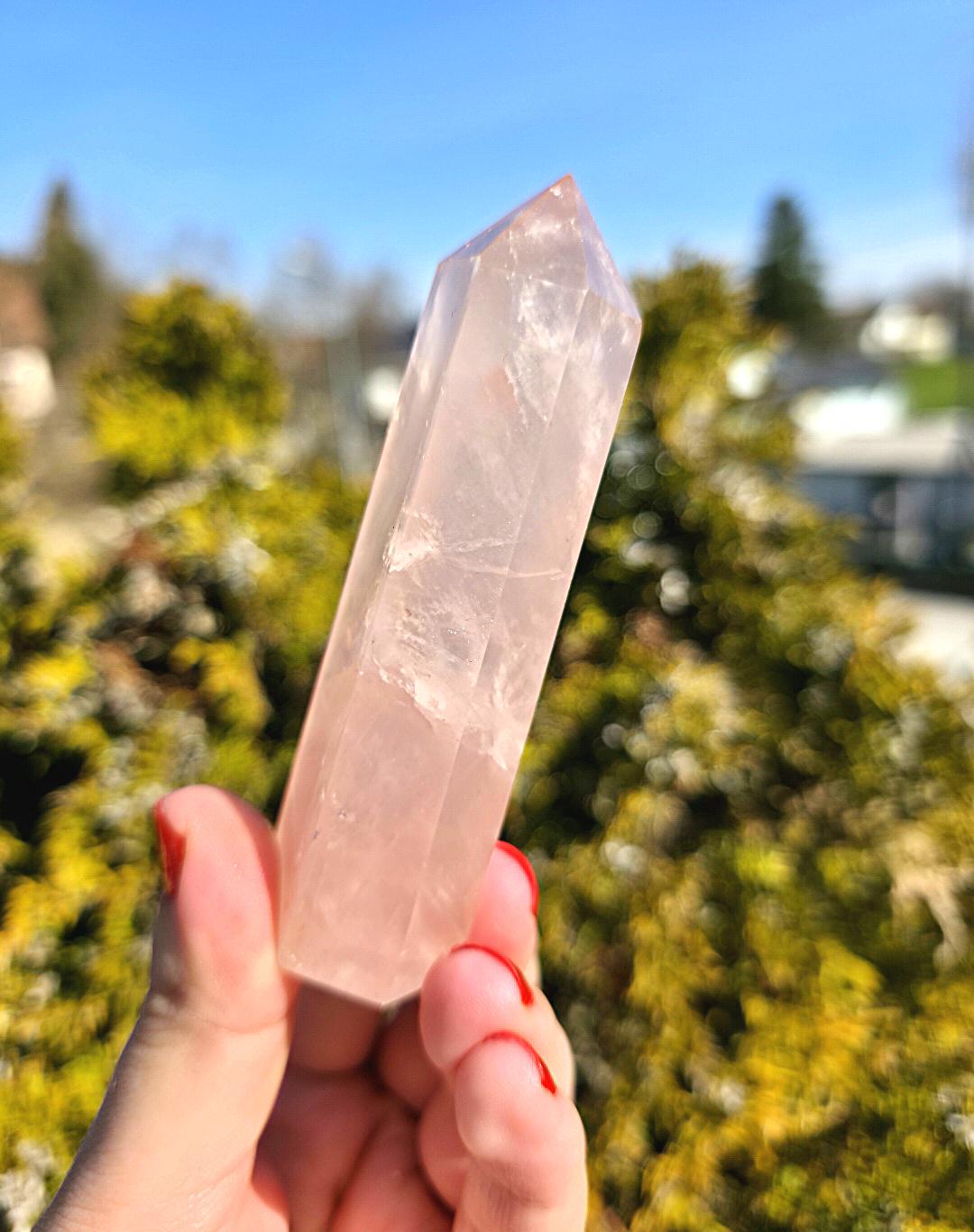 Polished Rose Quartz Tower | Natural Pink Crystal Point, Self Love Specimen