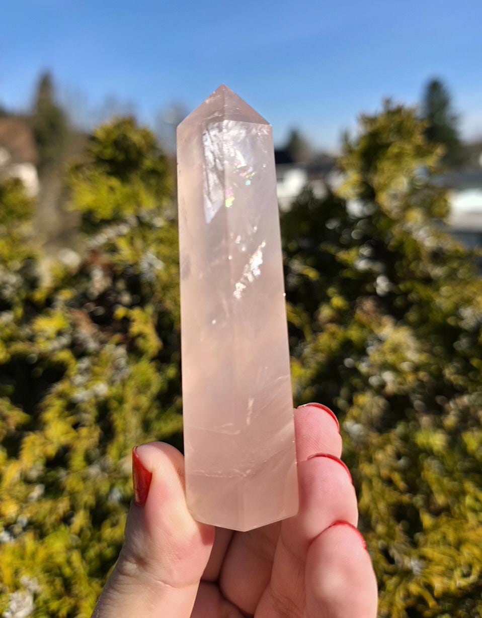 Polished Rose Quartz Tower | Natural Pink Crystal Point, Self Love Specimen