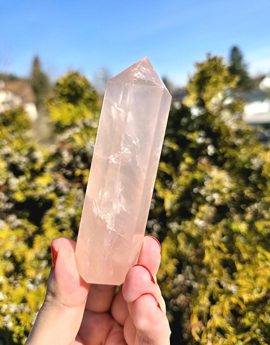 Polished Rose Quartz Tower | Natural Pink Crystal Point, Self Love Specimen
