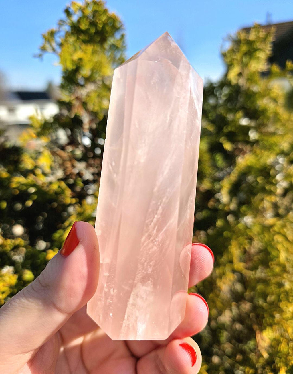 Polished Rose Quartz Tower | Natural Pink Quartz Point, Self Love Crystal Specimen