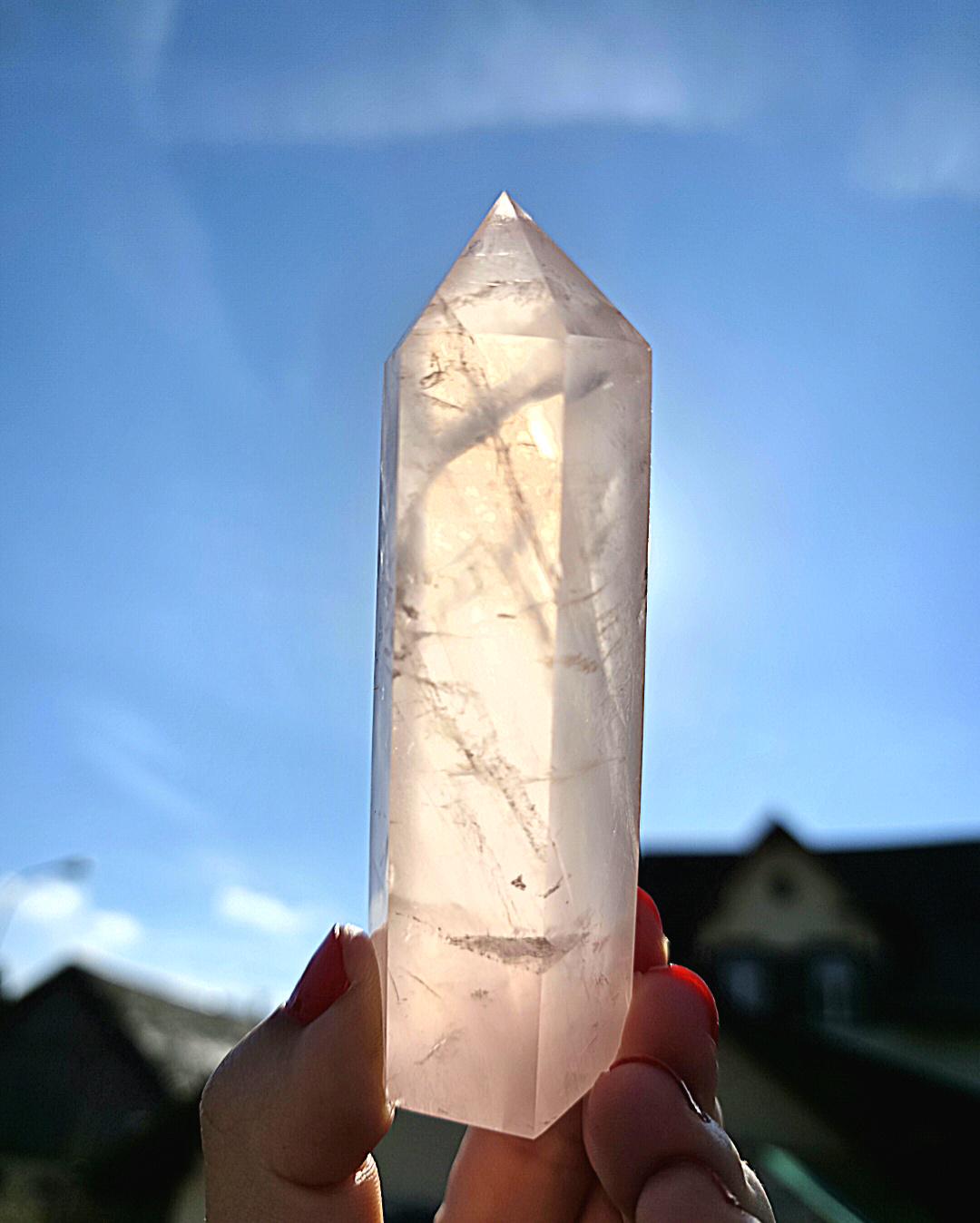 Polished Rose Quartz Tower | Natural Pink Quartz Point, Self Love Crystal Specimen