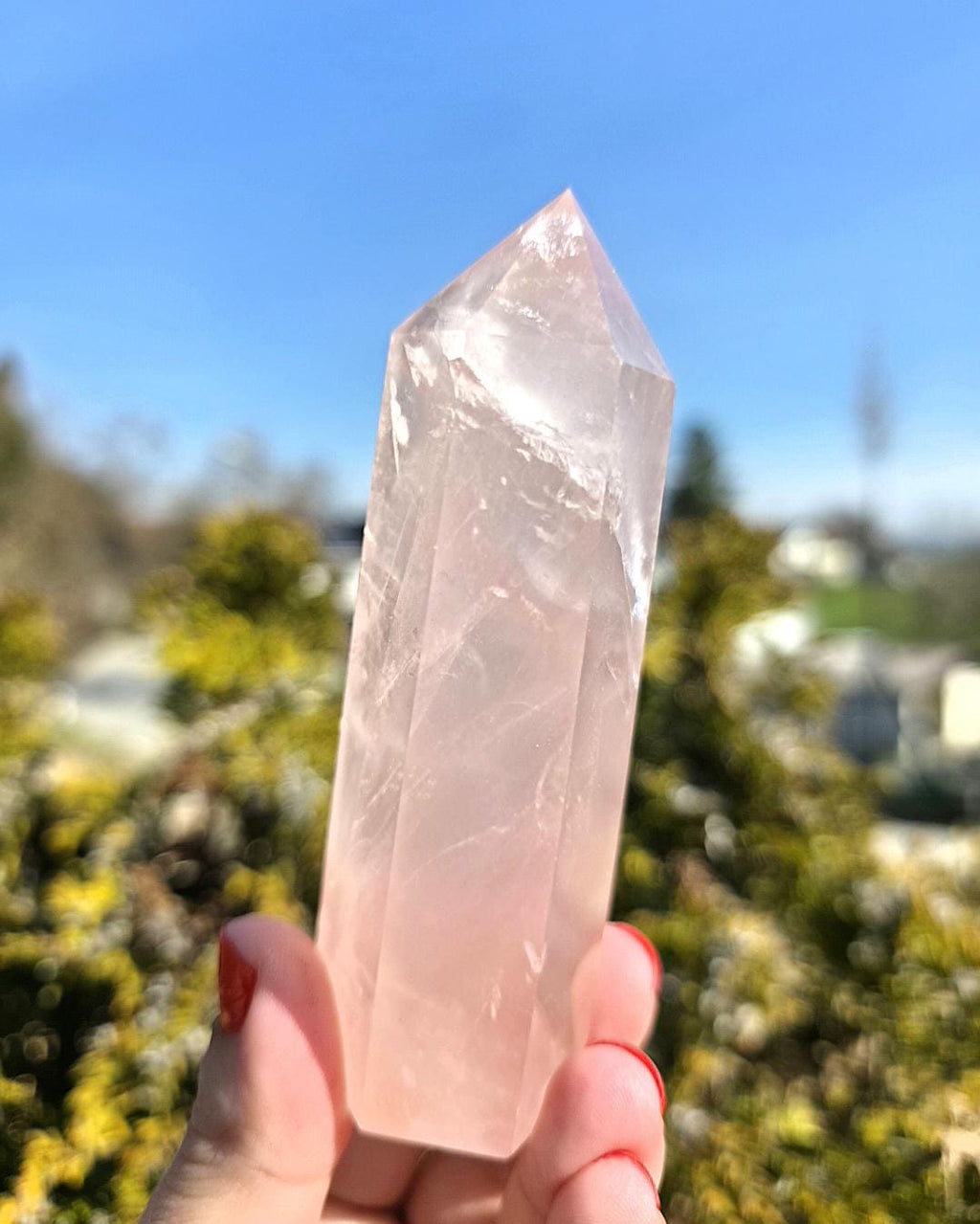 Polished Rose Quartz Tower | Natural Pink Quartz Point, Self Love Crystal Specimen