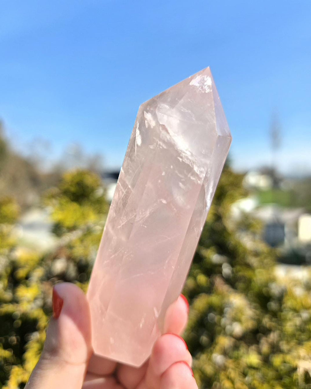 Polished Rose Quartz Tower | Natural Pink Quartz Point, Self Love Crystal Specimen