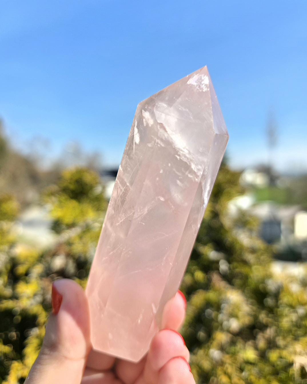 Polished Rose Quartz Tower | Natural Pink Quartz Point, Self Love Crystal Specimen