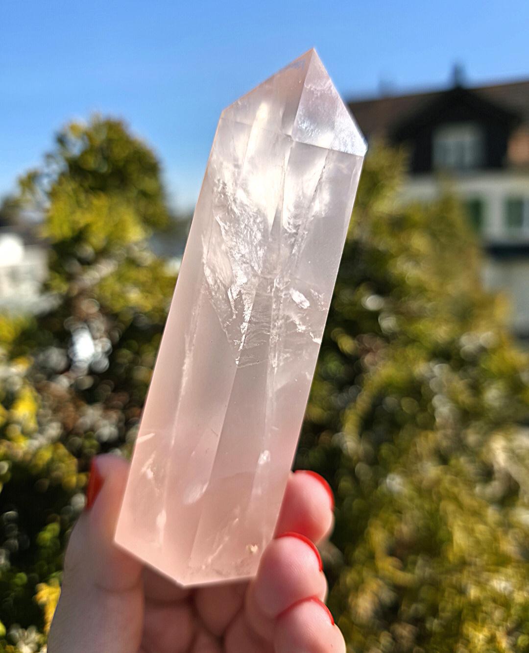 Polished Rose Quartz Tower | Natural Pink Quartz Point, Self Love Crystal Specimen