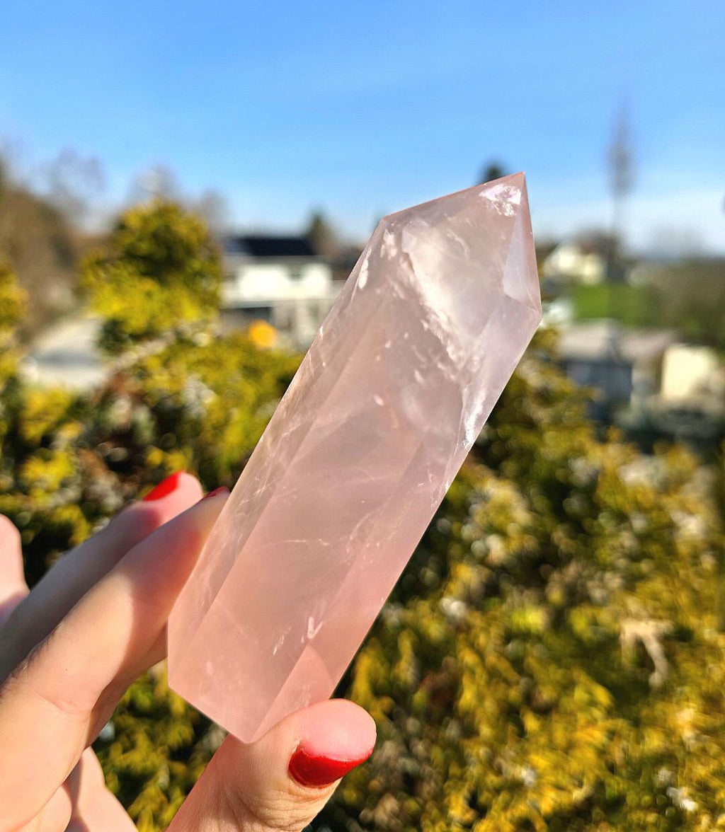 Polished Rose Quartz Tower | Natural Pink Quartz Point, Self Love Crystal Specimen
