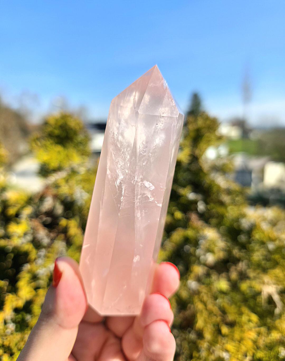 Polished Rose Quartz Tower | Natural Pink Quartz Point, Self Love Crystal Specimen