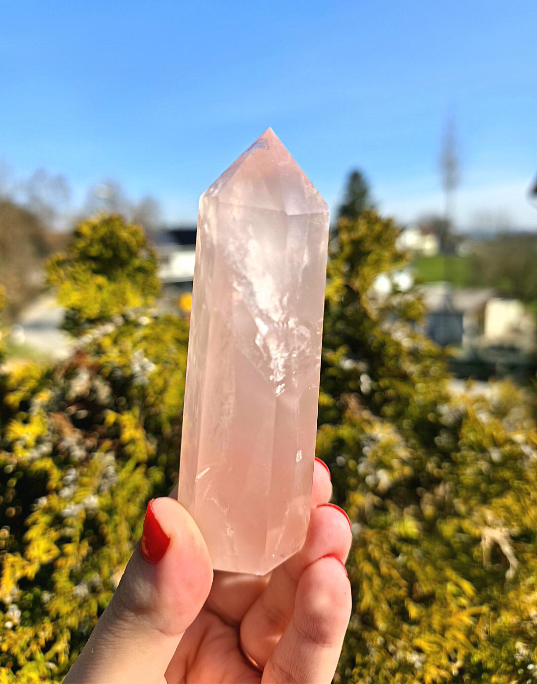 Polished Rose Quartz Tower | Natural Pink Quartz Point, Self Love Crystal Specimen