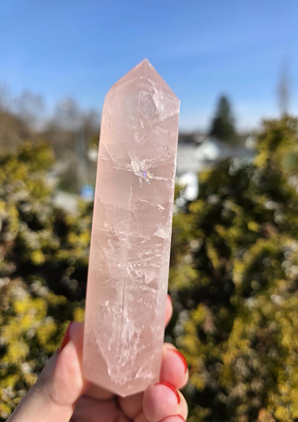 Polished Rose Quartz Tower | Natural Pink Crystal Point, Self Love Specimen