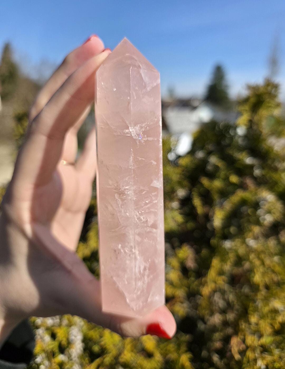 Polished Rose Quartz Tower | Natural Pink Crystal Point, Self Love Specimen