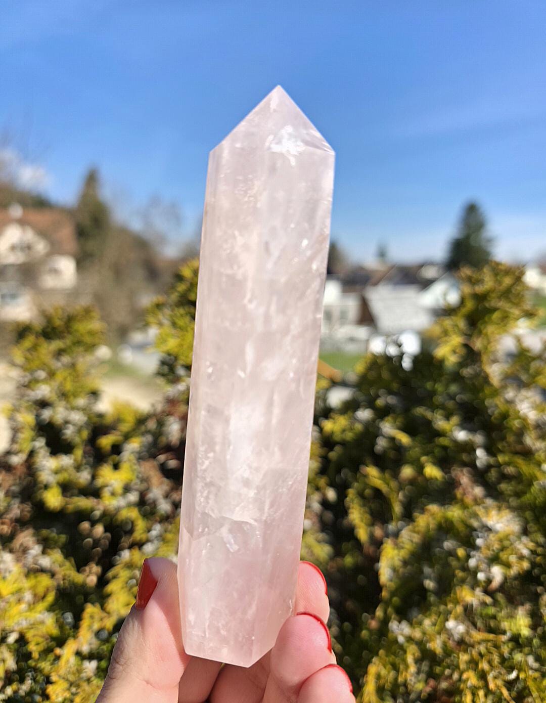 Polished Rose Quartz Tower | Natural Pink Crystal Point, Self Love Specimen