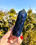 Polished Blue Fluorite Tower | Natural Crystal Decor, Clarity, Focus