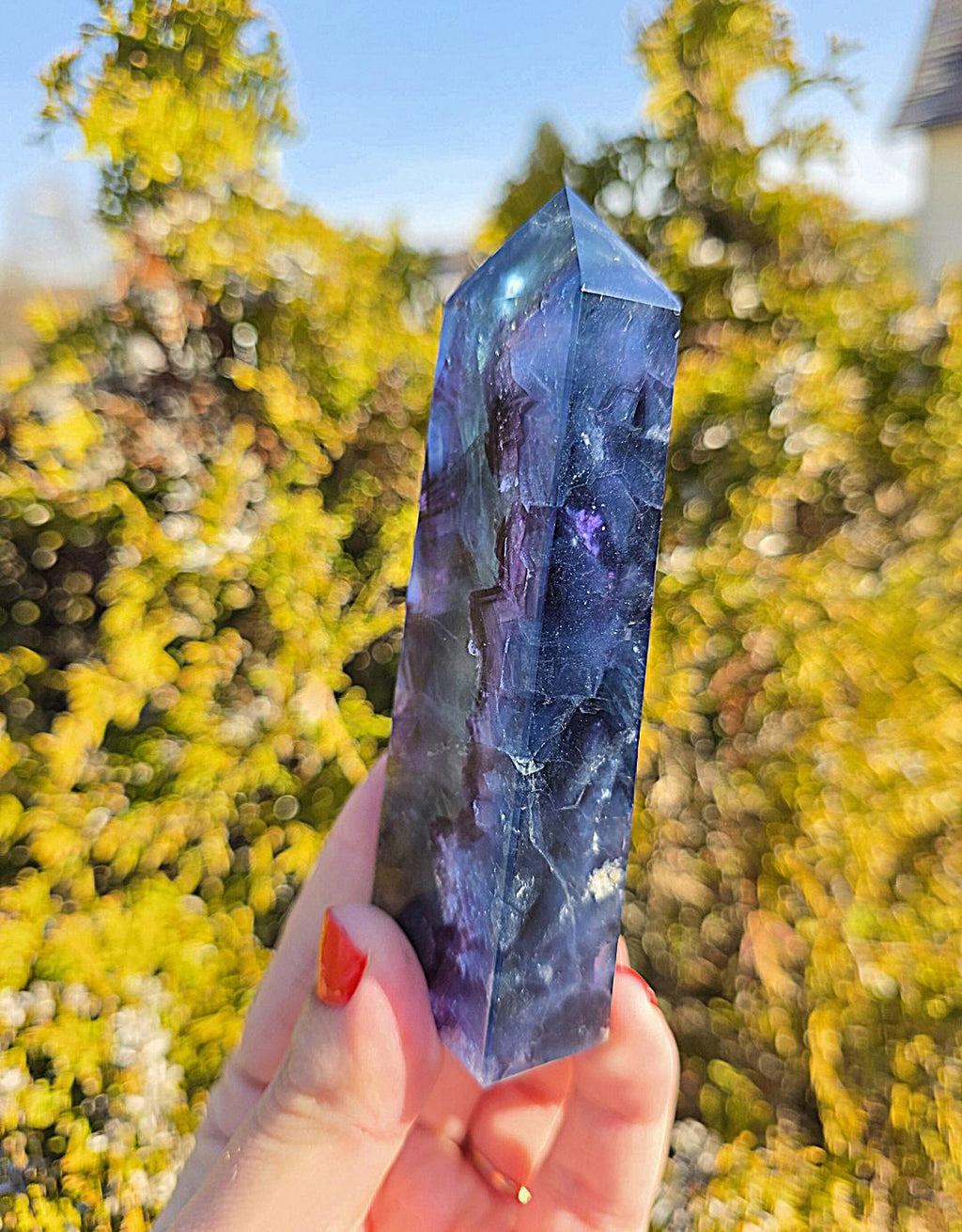 Polished Blue Fluorite Tower | Natural Crystal Decor, Clarity, Focus