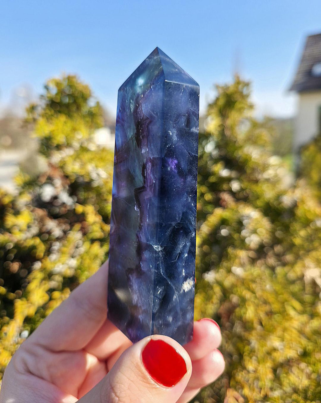 Polished Blue Fluorite Tower | Natural Crystal Decor, Clarity, Focus