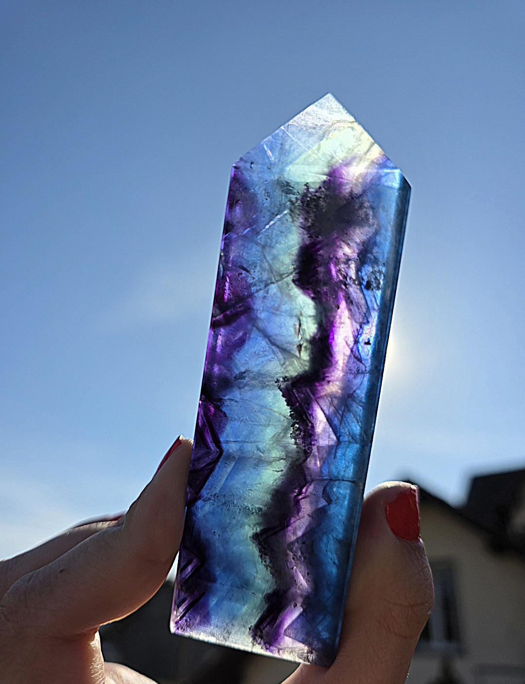 Polished Blue Fluorite Tower | Natural Crystal Decor, Clarity, Focus