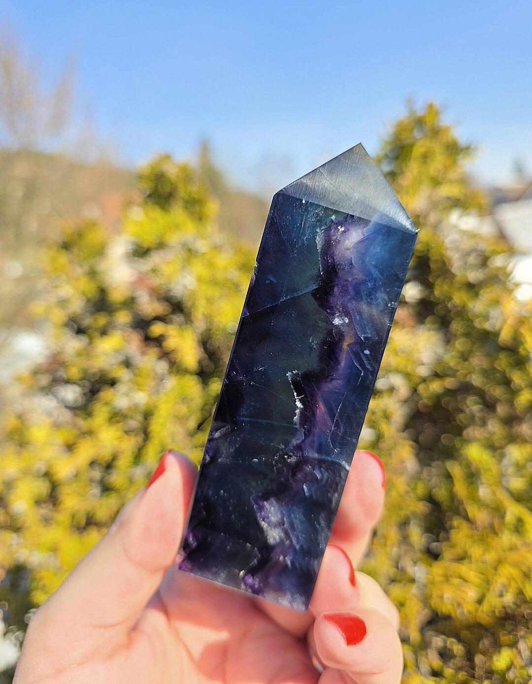 Polished Blue Fluorite Tower | Natural Crystal Decor, Clarity, Focus