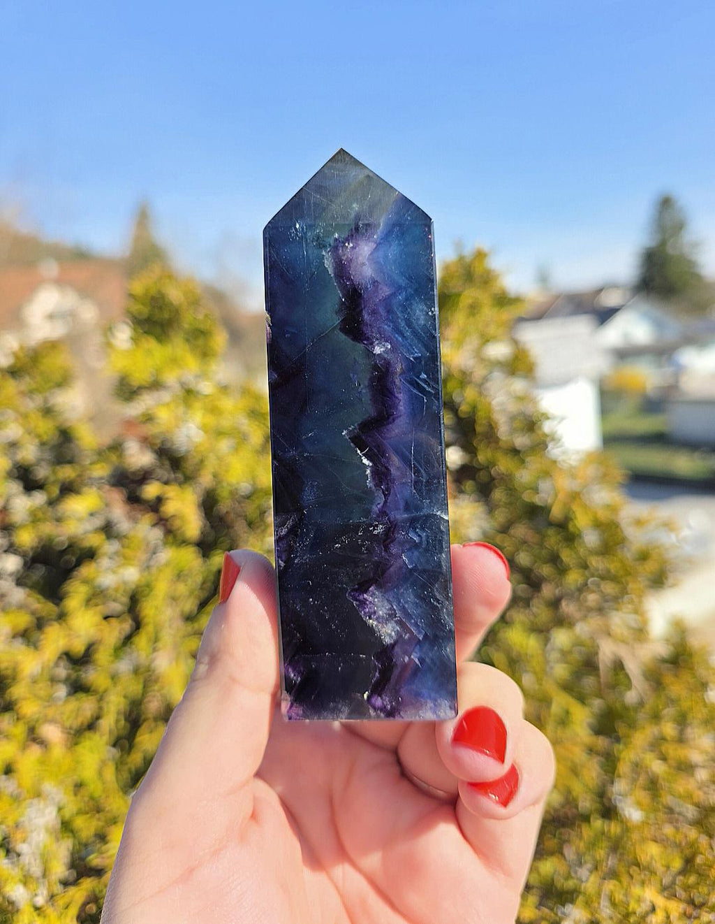 Polished Blue Fluorite Tower | Natural Crystal Decor, Clarity, Focus