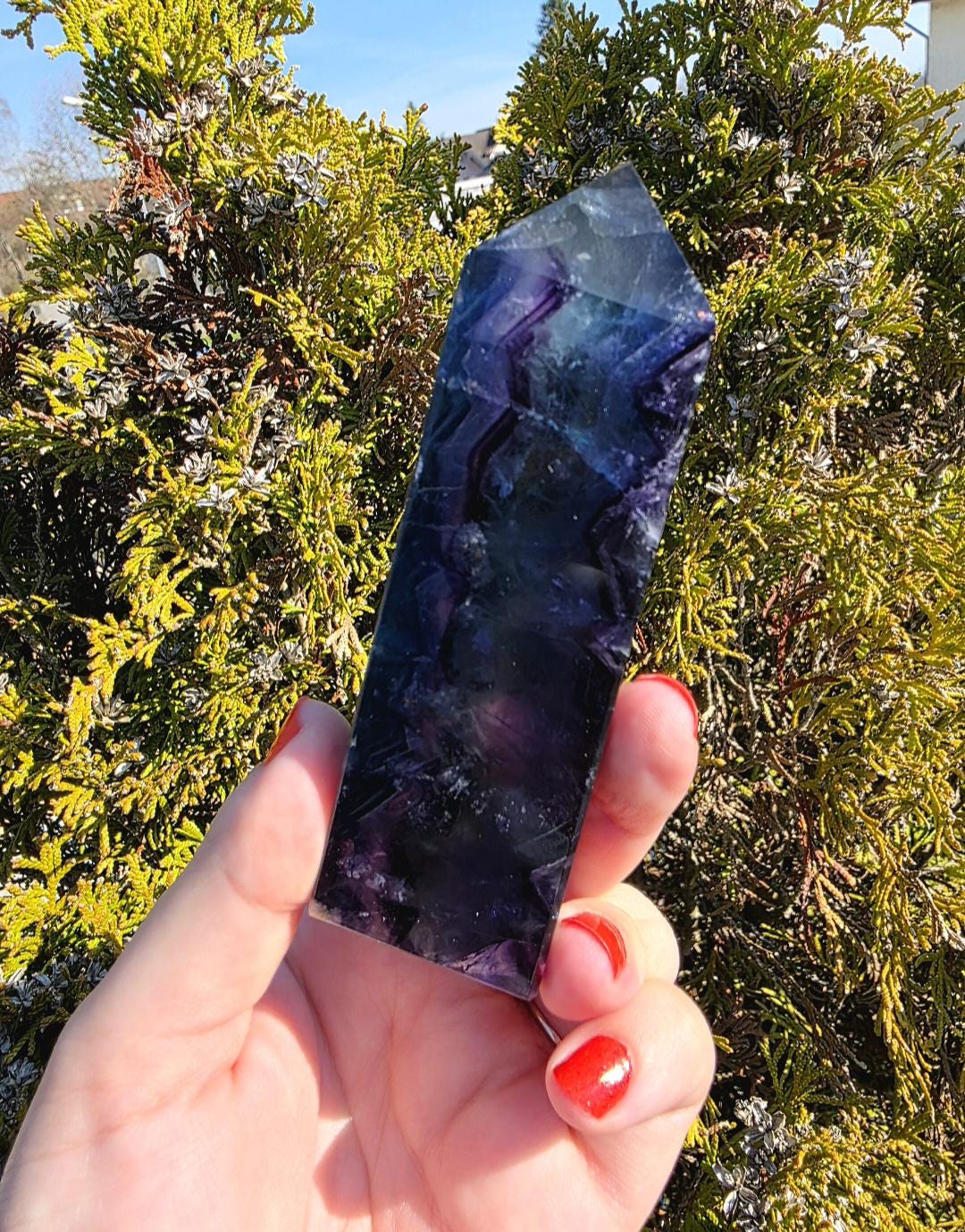 Polished Blue Fluorite Tower | Natural Crystal Decor, Clarity, Focus