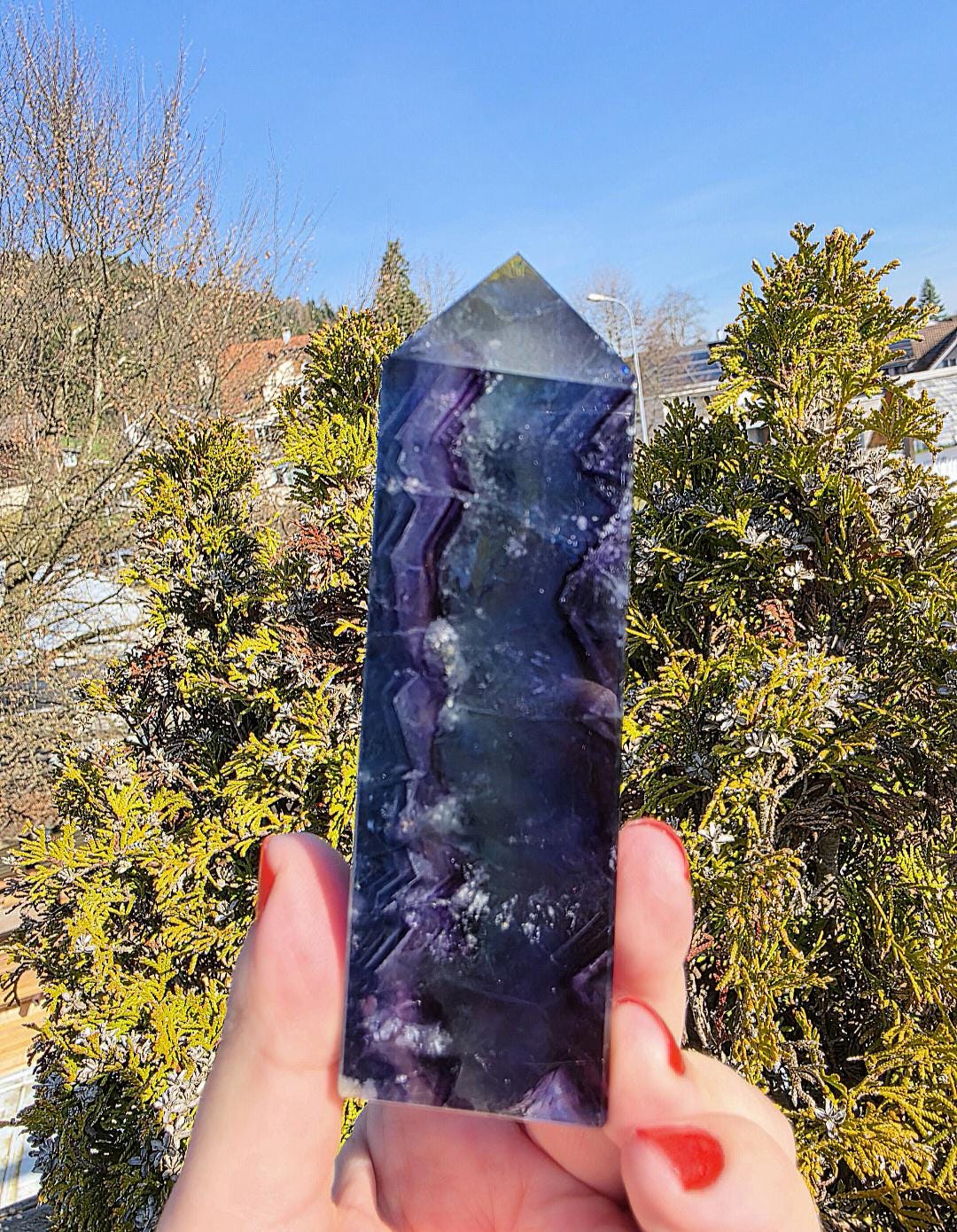 Polished Blue Fluorite Tower | Natural Crystal Decor, Clarity, Focus