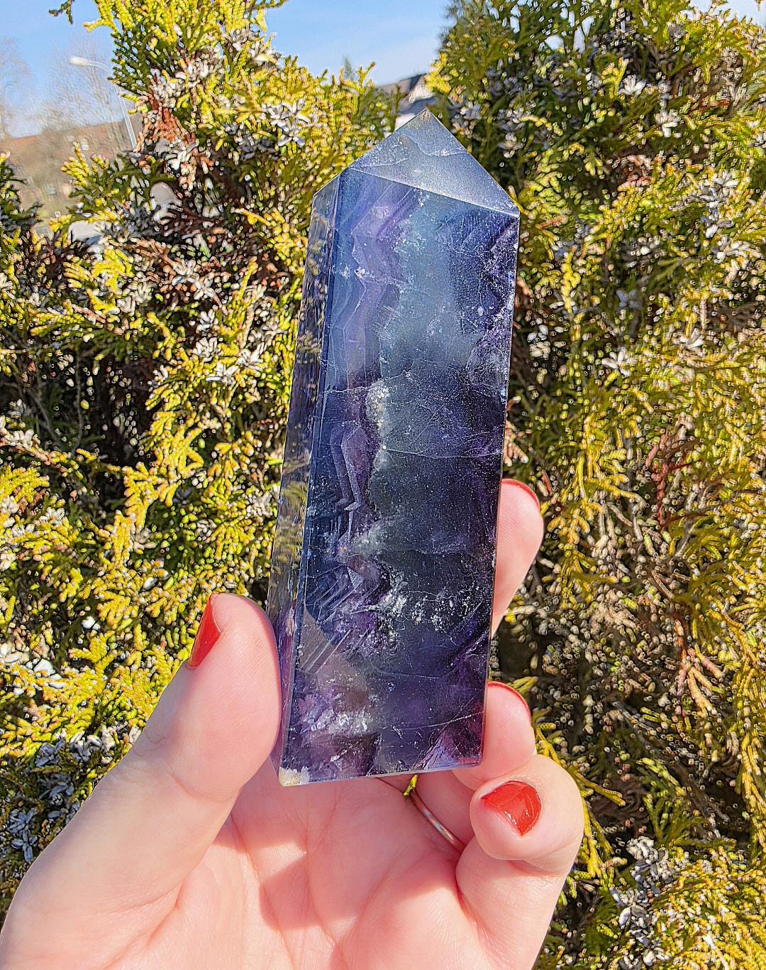 Polished Blue Fluorite Tower | Natural Crystal Decor, Clarity, Focus