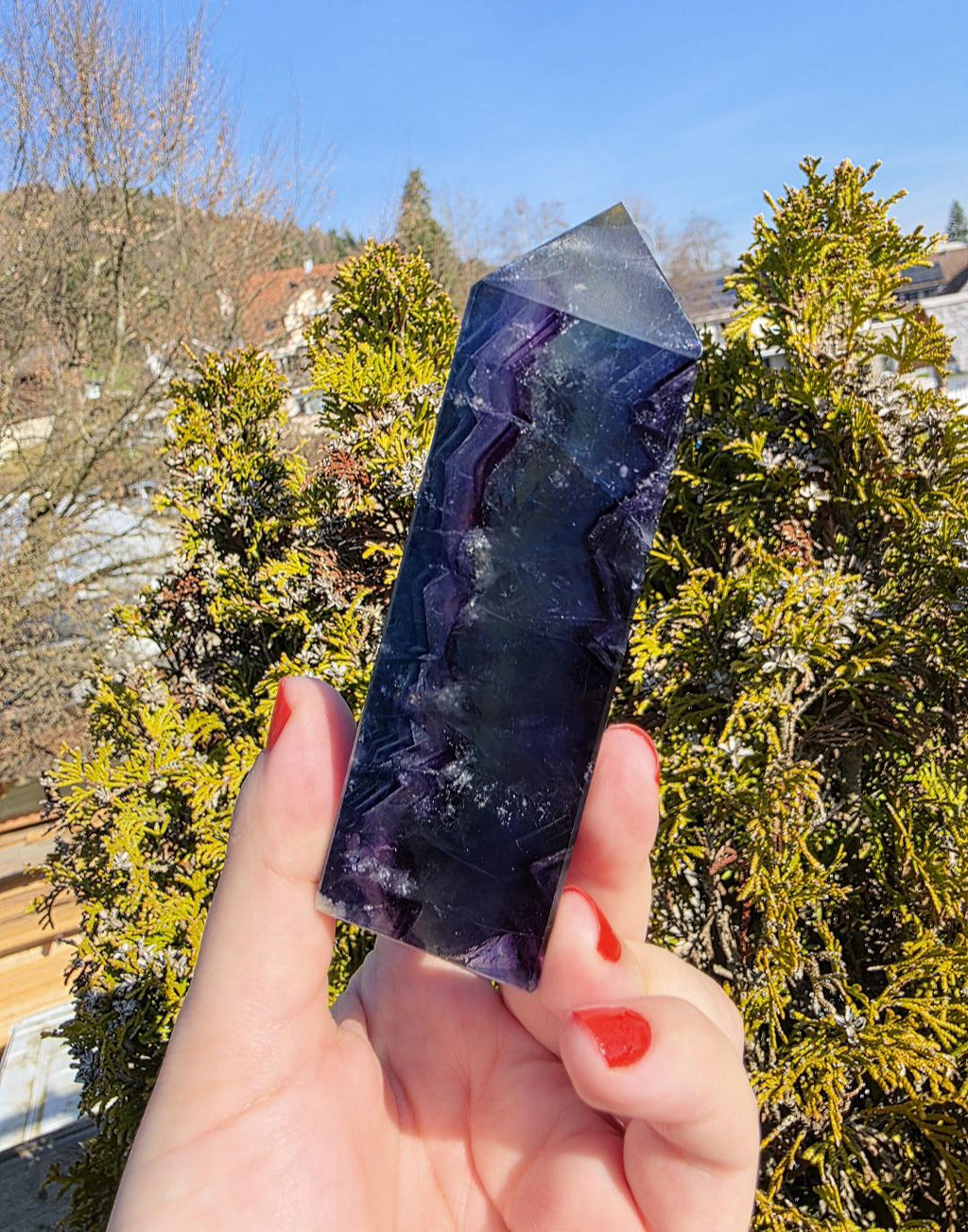 Polished Blue Fluorite Tower | Natural Crystal Decor, Clarity, Focus