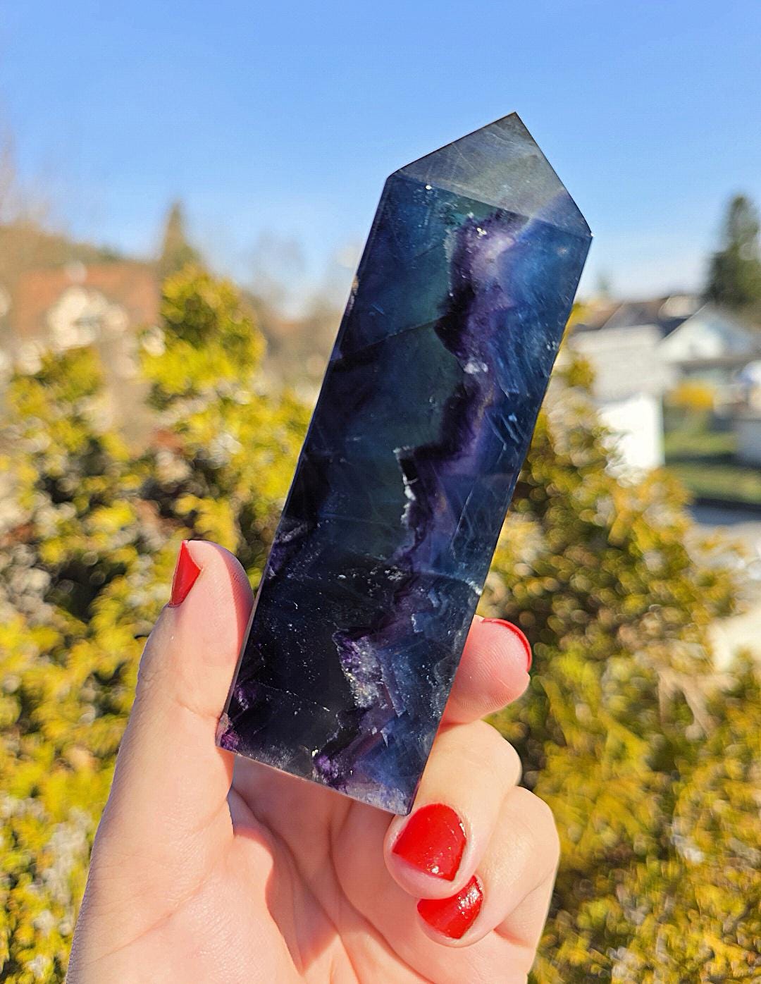 Polished Blue Fluorite Tower | Natural Crystal Decor, Clarity, Focus