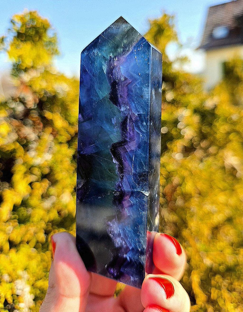 Polished Blue Fluorite Tower | Natural Crystal Decor, Clarity, Focus