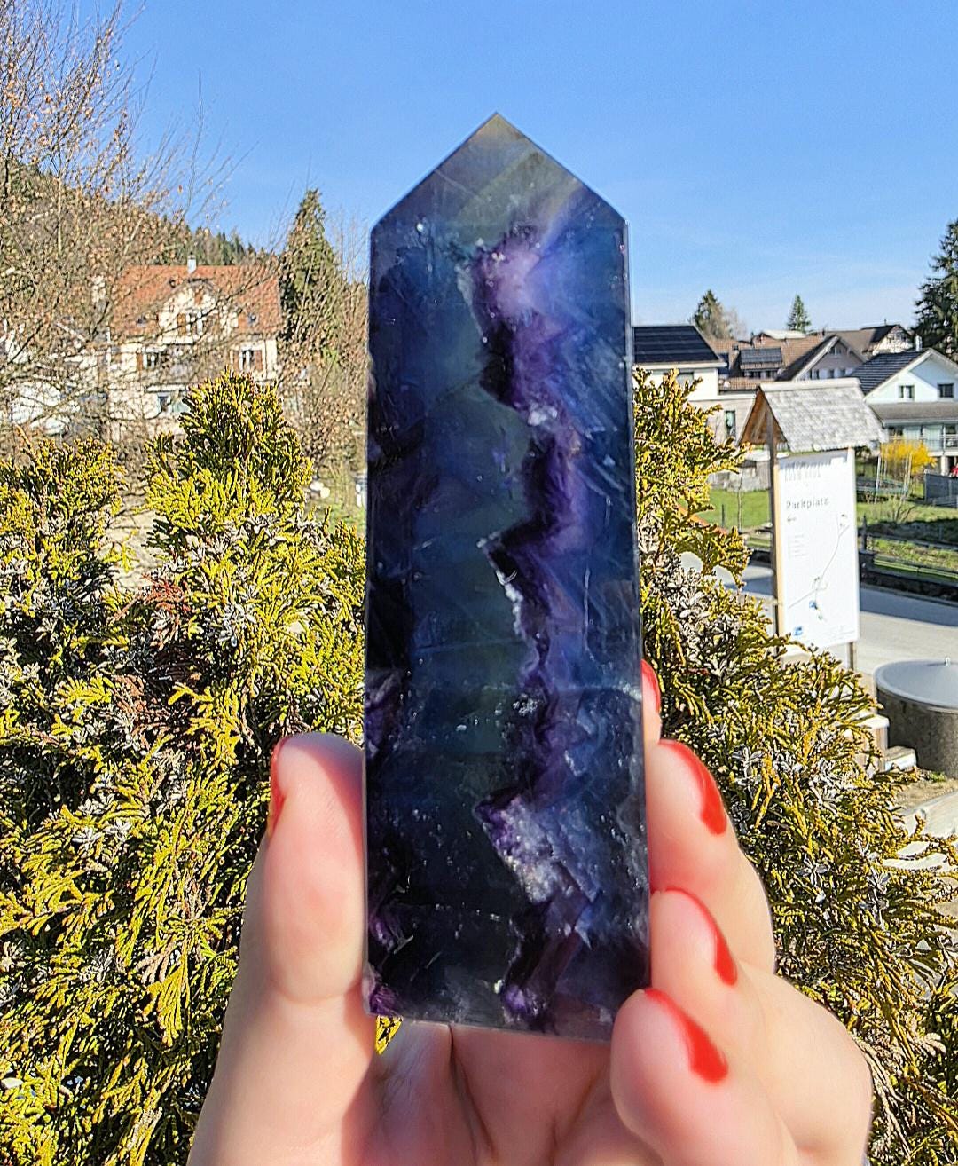 Polished Blue Fluorite Tower | Natural Crystal Decor, Clarity, Focus