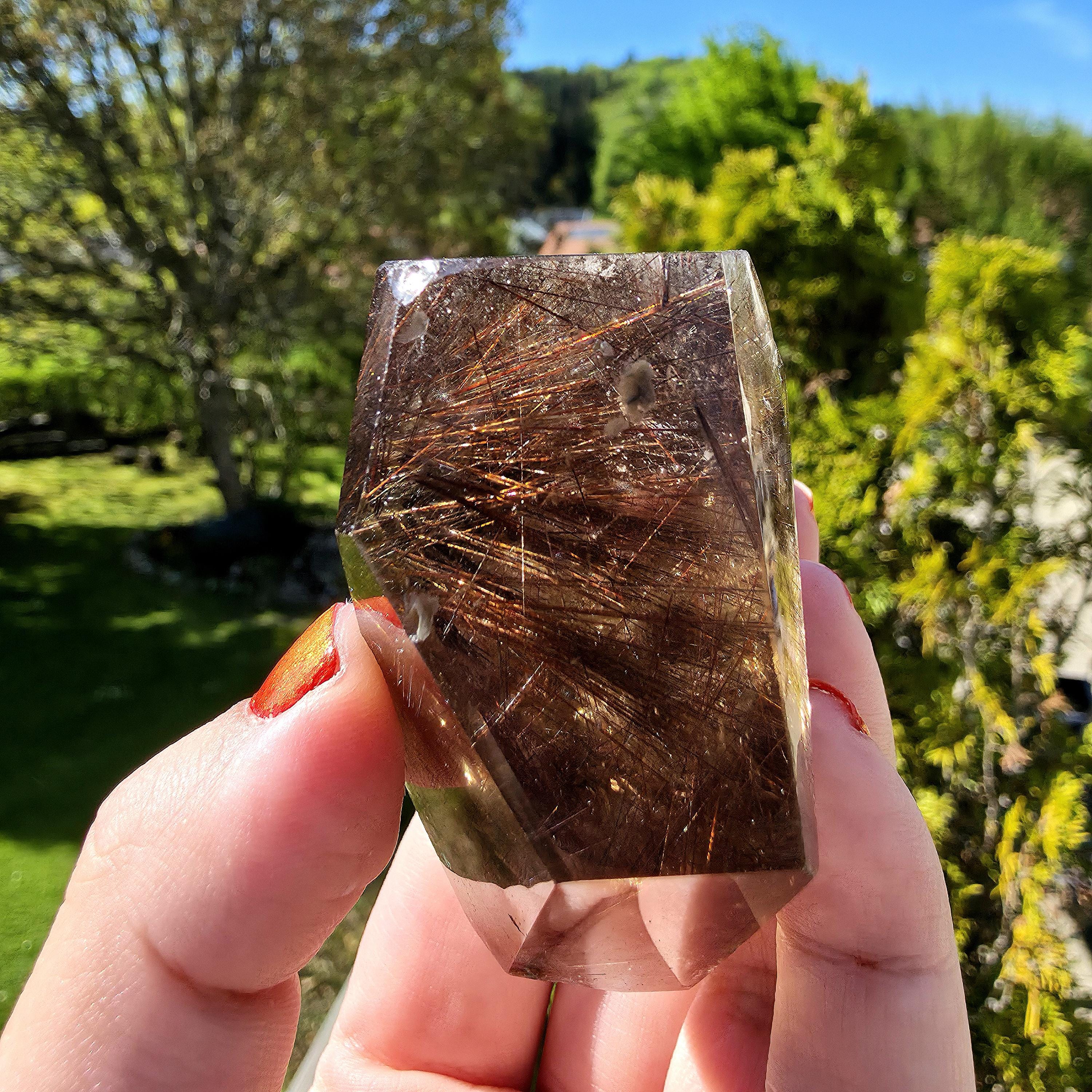 Copper Rutilated Quartz Freeform | Natural Rutile Quartz Crystal | Collector Mineral Display Decor