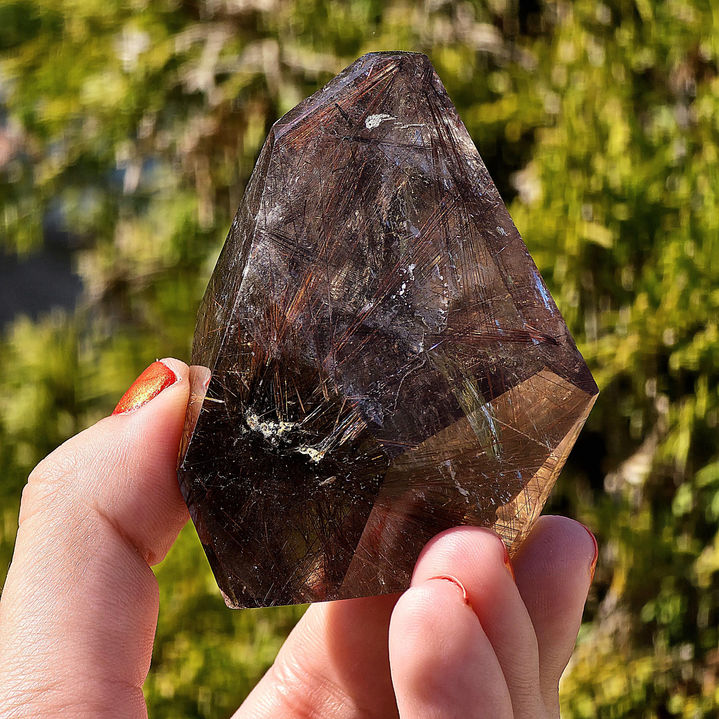 Copper Rutilated Quartz Freeform | Natural Rutile Quartz Crystal | Collector Mineral Display Decor