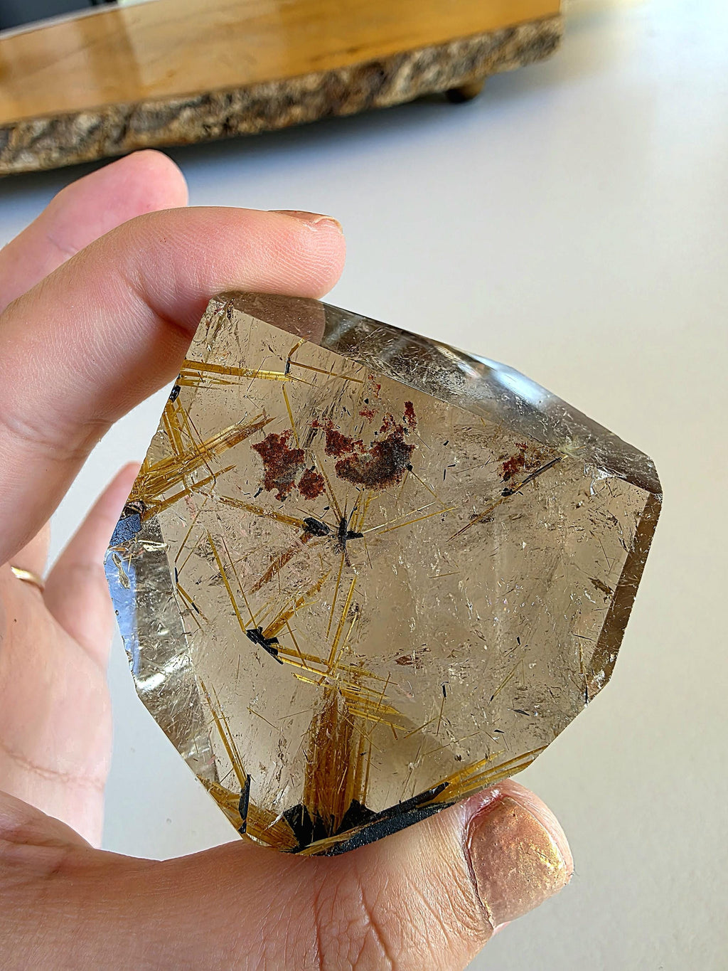 Golden Rutilated Quartz Freeform | Natural Rutile Quartz Crystal | Collector Display Mineral Decor